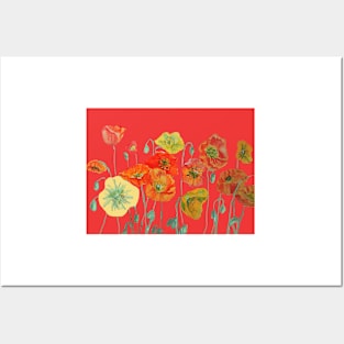 Red Poppy Watercolor Painting Posters and Art